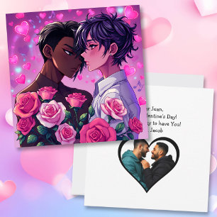 Carte Mignonne LGBT+ Anime Personnalisée Saint Valentin