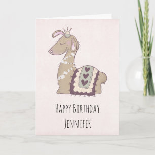 Carte Mignonne Llama Princesse portant une couronne