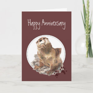Carte Mignonne loutre d'anniversaire pour conjoint