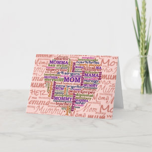 Carte Mignonne Maman Fête des Mères Parole Art Coeur