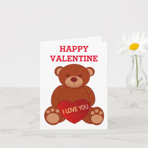 Carte Mignonne Ours Avec Coeur Je T'Aime Valentine