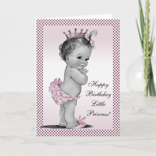 Carte Mignonne Princesse Vintage 1er anniversaire