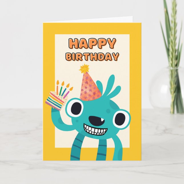 Carte Mignonne quatrième anniversaire pour enfant avec c (Devant)