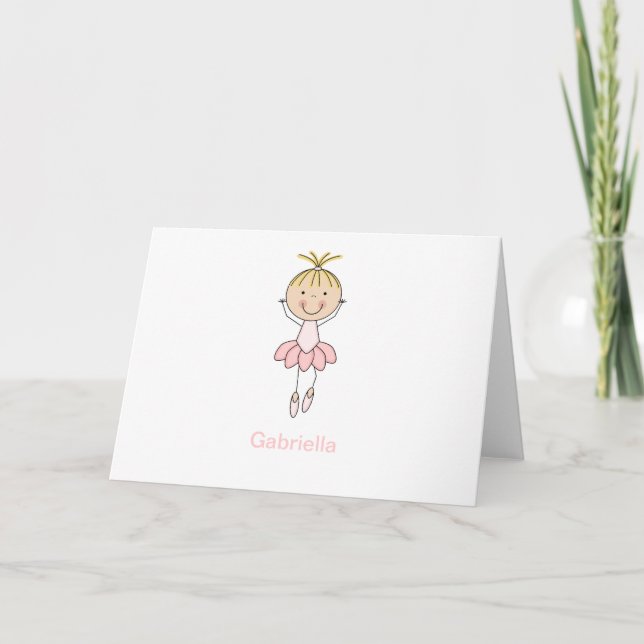 Carte Mignonne, Rose, Danse Ballerina (Devant)