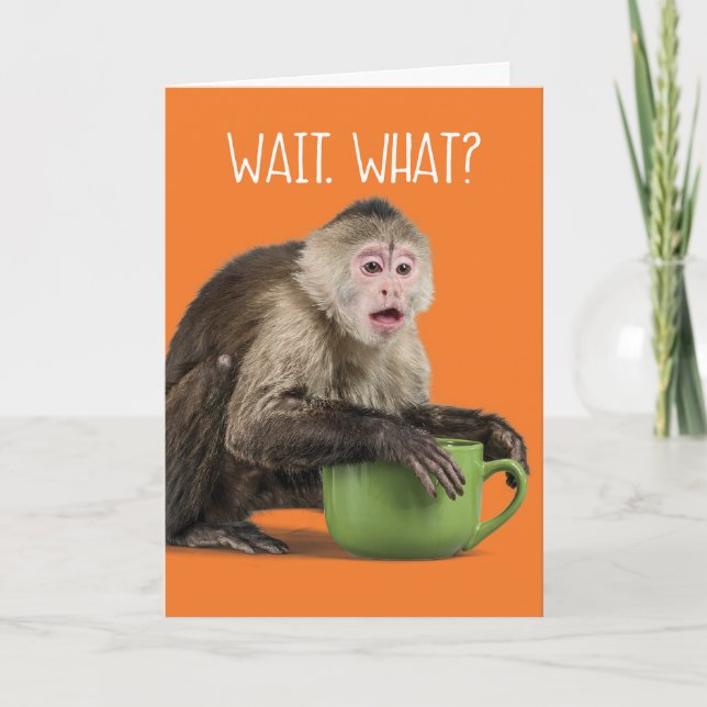 Carte Mignonne Singe Surpris Gratuit Âge D'Anniversaire (Devant)