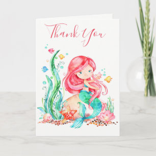 Carte Mignonne sirène d'aquarelle sous le Baby shower ma