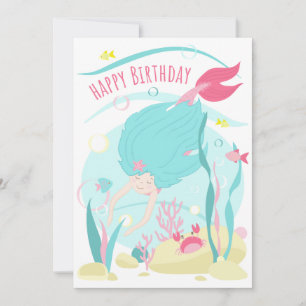 Carte Mignonne Sirène Plongée Sous La Mer