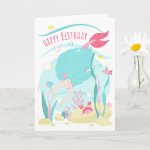Carte Mignonne Sirène Plongée Sous La Mer