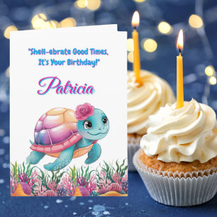 Carte Mignonne Sous La Mer Florale Tortue De Mer Anniver