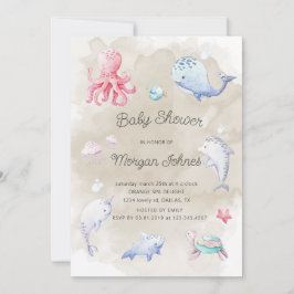 Carte Mignonne sous le Baby shower d'aquarelle de mer