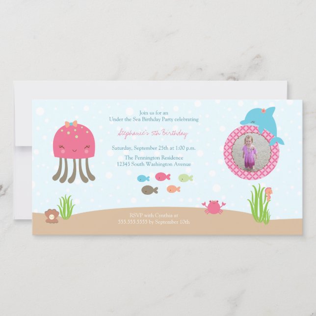 Carte Mignonne sous l'invitation de fête d'anniversaire  (Devant)