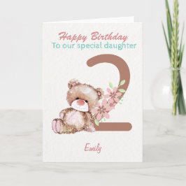 Carte Mignonne Teddy Bear 2e anniversaire pour fille