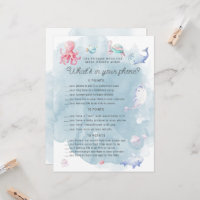 Mignonne Under the Sea Baby shower Phone Game Card
