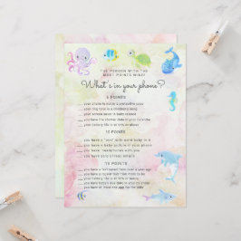 Carte Mignonne Under the Sea Baby shower Phone Game Card