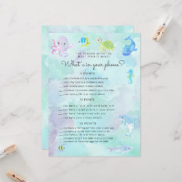 Carte Mignonne Under the Sea Baby shower Phone Game Card