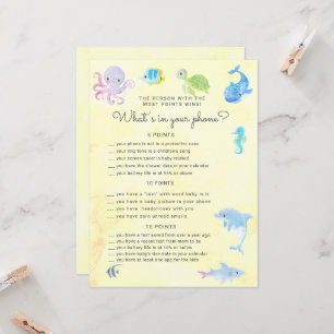 Carte Mignonne Under the Sea Baby shower Phone Game Card