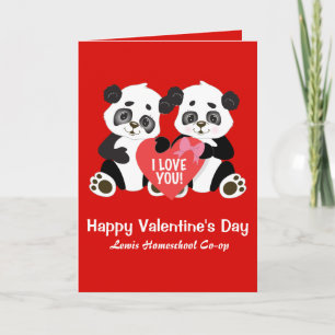 Carte Mignonne Valentine Pandas