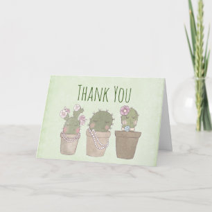 Carte Mignonnes Filles Cactus Portant Du Merci Bijoux