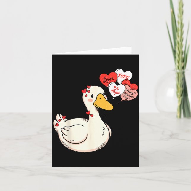 Carte Mignons Amour de la Saint-Valentin Oies Canards Dr (Devant)