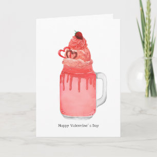Carte Milkshake Rouge Velvet Je T'Aime Saint-Valentin Pu