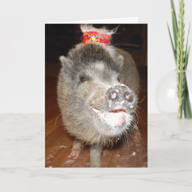 Carte Mini Cochon Personnalisé Joyeux Anniversaire (Devant)