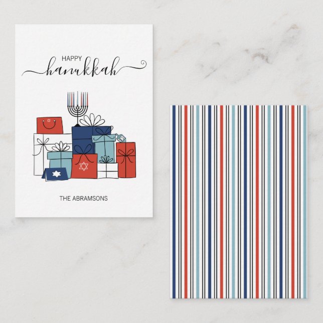 Carte Mini Note Cadeaux et Menorah Holiday Hanoukk (Devant / Derrière)