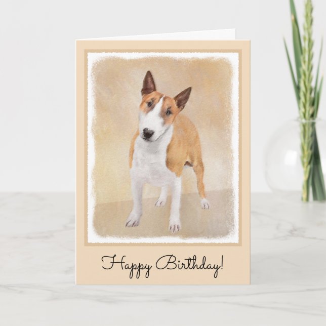 Carte Miniature Bull Terrier Peinture - Jolie Original D (Devant)