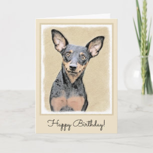 Carte Miniature Pinscher Peinture mignonne Chien Art ori