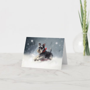 Carte Miniature Schnauzer Noël neige hiver