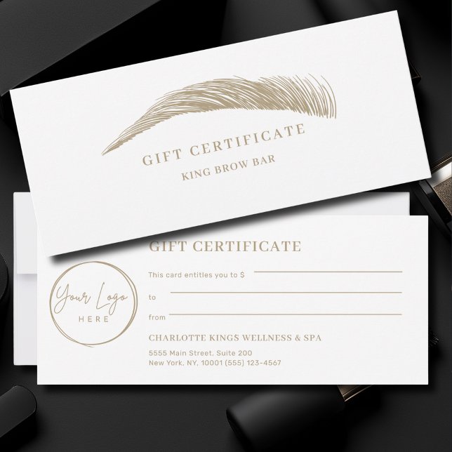 Carte Minimal Eyebrow Logo Gift Certificate (Minimal Eyebrow Custom Logo Gift Certificate)