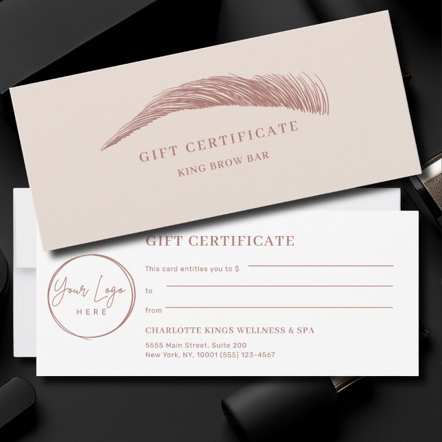 Carte Minimal Eyebrow Logo Gift Certificate (Minimal Eyebrow Custom Logo Gift Certificate)