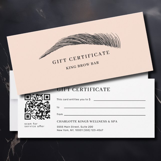 Carte Minimal Eyebrow Salon QR Code Gift Certificate (Minimal Eyebrow Salon QR Code Gift Certificate)