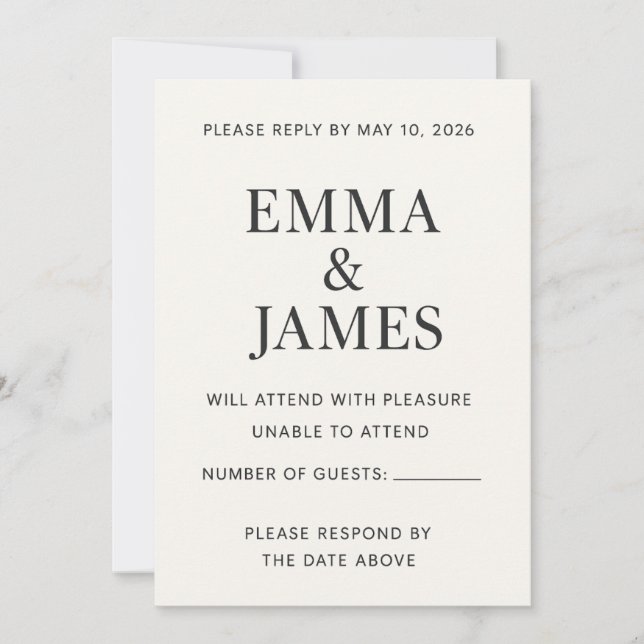 Carte Minimal Modern Ivory RSVP Card (Devant)