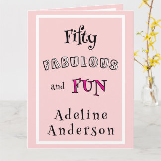 Carte Minimal Moderne Cinquante Fantastique Fête Rose 50