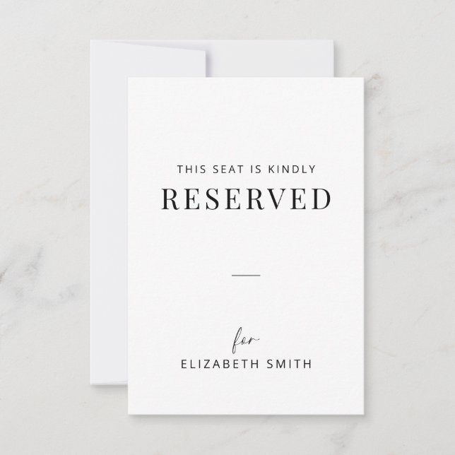Carte Minimal Wedding Reserved Seating Tag (Devant)