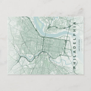 Carte minimale de Philadelphie sur carte postale