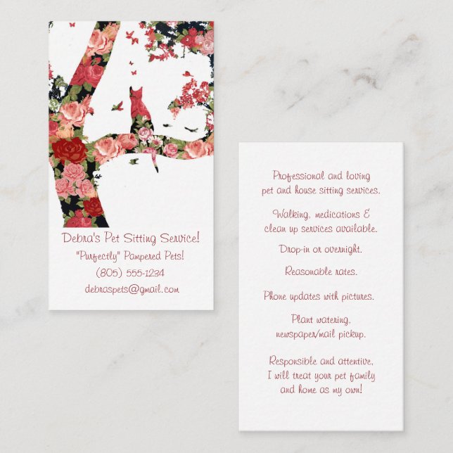 Carte Minimale Pour Animaux De Compagnie Chat Et A (Devant / Derrière)