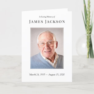 Carte Minimalist Photo Funeral Program Order of Service