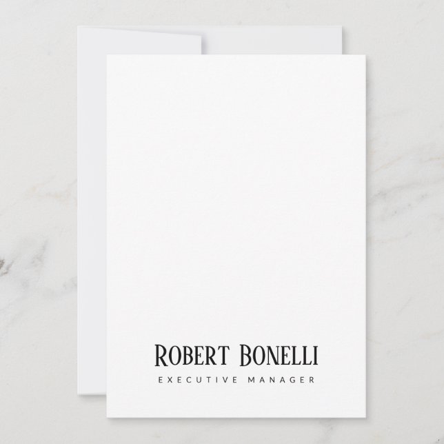 Carte Minimalist Plain Black & White Modern Plain Card (Devant)