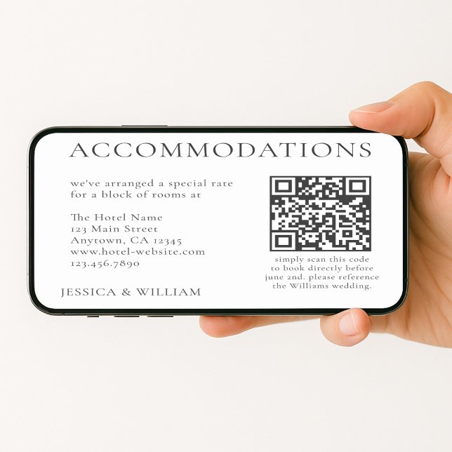 Carte Minimalist Wedding Hotel Accommodation QR Code (Créateur téléchargé)