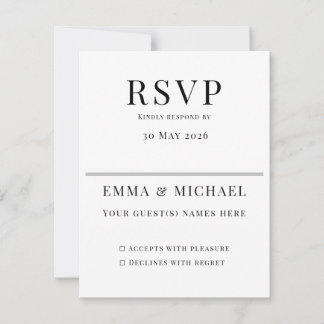 Carte Minimalist Wedding RSVP Card | Elegant Editable