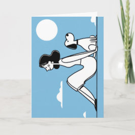 Carte Minimalist Woman and Dog Illustration