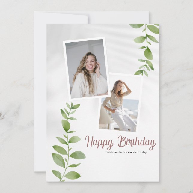 Carte Minimaliste blanc personnalisé Joyeux anniversaire (Devant)