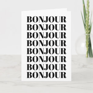 Carte Minimaliste Bonjour Française Typographie Noir Bla