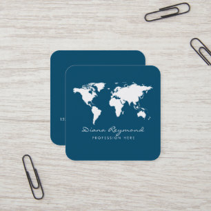 Carte minimaliste du monde moderne bleu océan