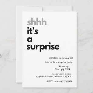 Carte minimaliste Modèle d'invitation Surprise Par