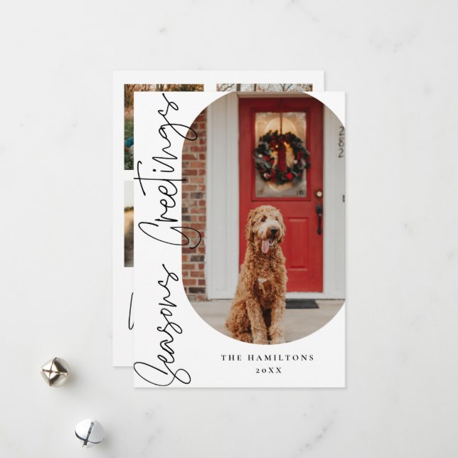 Carte minimaliste moderne Joyeuses Fêtes (Devant/Arrière en situation)