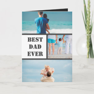 Carte Minimaliste Papa 3 Photo Collage Père Personnalise