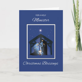 Carte Ministre des Bénédictions de Noël Manger on Blue