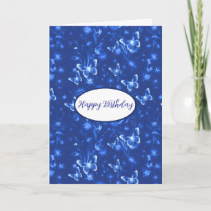 Carte Minuit Bleu papillons Anniversaire